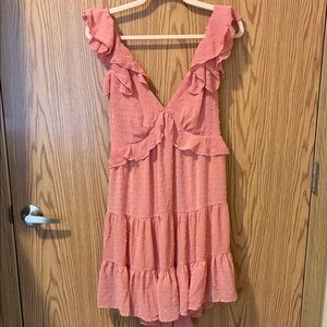 Francesca's Coral Ruffle Mini Dress